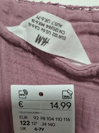 Vestido H&M niña NUEVO 122 cm