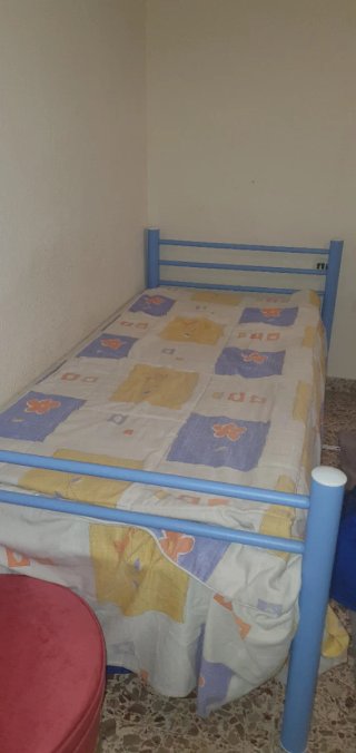 2 Camas 90x190 Metal Azul y Blanco