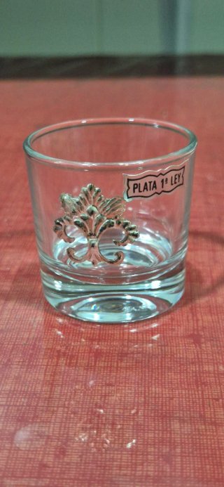 Set 6 Vasos Chupito Plata y Cristal