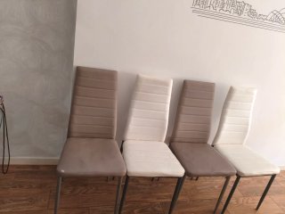 4 Sillas Comedor Modernas Beige y Blancas
