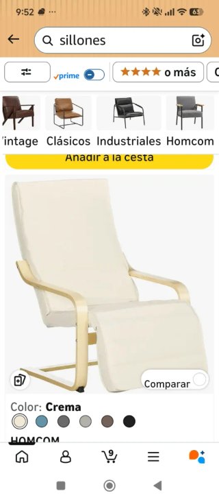 Sillón HOMCOM crema tela y madera