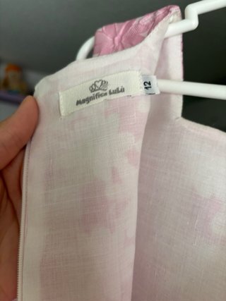 Vestido rosa comunión tirantes lazo