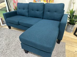 Sofá chaiselongue azul de tela