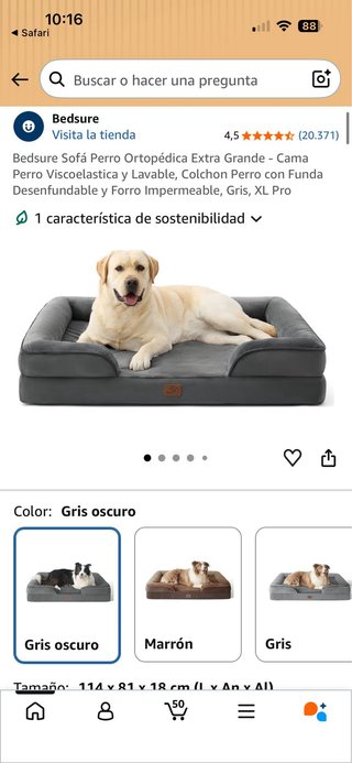 Cama Perro Grande Gris