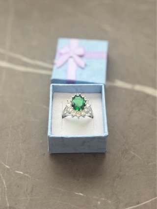 Anello Argento 925 Zircone Verde