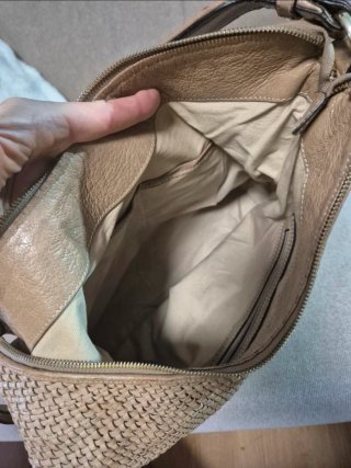 Bolso Abro Piel Trenzada Beige