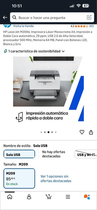 HP LaserJet M209d Impresora Monocromo A4