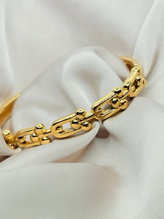 Pulsera elegante acero inoxidable chapada oro