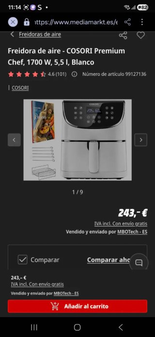 Freidora de aire Cosori blanca