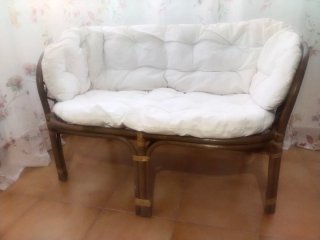Sillón - butaca de mimbre 2 plazas sin estrenar