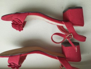 Sandalias Marypaz rojas tacón verano