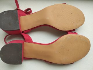 Sandalias Marypaz rojas tacón verano