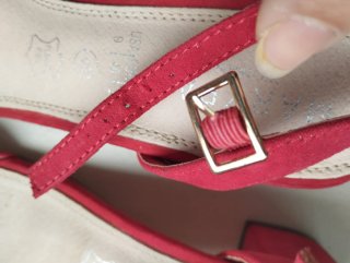 Sandalias Marypaz rojas tacón verano