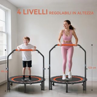 Trampolino Elastico Pieghevole Ø102 cm con Manubri