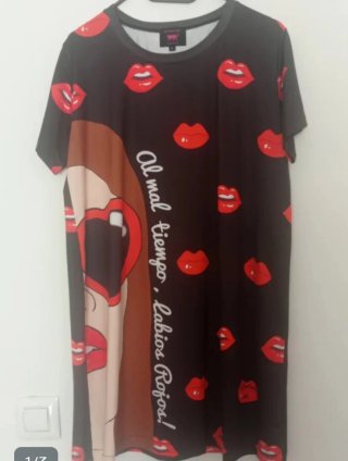 Vestido La Pantera Lola Estampado Labios Talla L