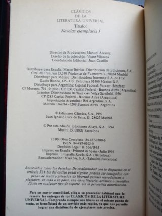 Novelas Ejemplares I. Miguel de Cervantes