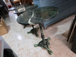 2 Mesas Redondas Mármol y Forja