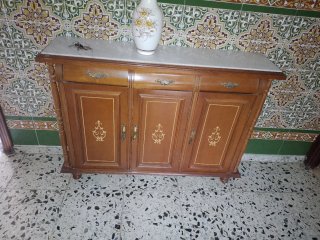 Taquillón Antiguo Madera y Mármol