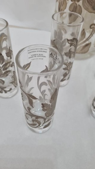 Set Egizia: Caraffa e 6 Bicchieri Liquore argento