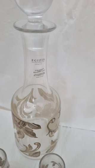 Set Egizia: Caraffa e 6 Bicchieri Liquore argento