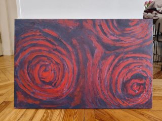 Cuadro abstracto rosas acrílico sobre lienzo.