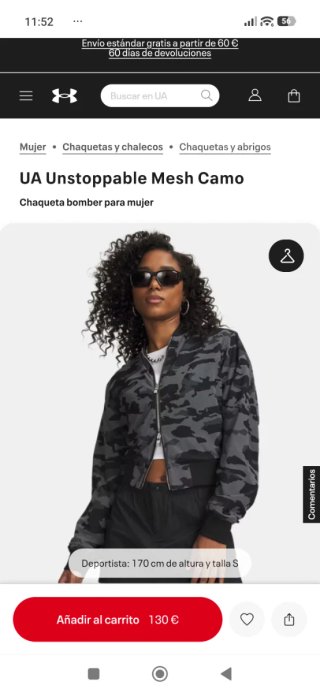 Chaqueta bomber Under Armour mujer Talla S