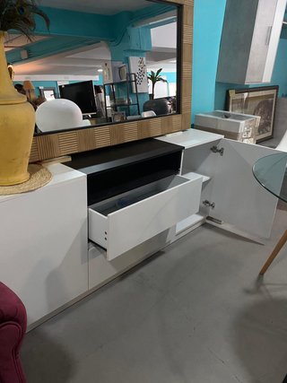 APARADOR BLANCO + GRIS 180CM AMPLIO Y RESISTENTE