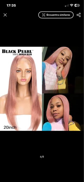 Peluca pelo humano rosa