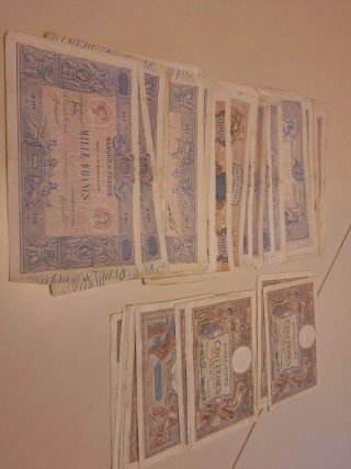 Billetes Franceses Antiguos (1000 y 100 Francos)