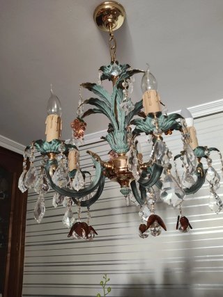 Lámpara de forja y cristal estilo bohemio