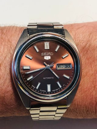 Reloj seiko 5 burgundy 7009 revisado nos - vintage