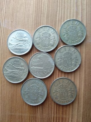Lote 7 monedas 100 pesetas Juan Carlos I
