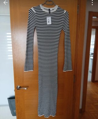 Vestido H&M Rayas Blanco y Negro