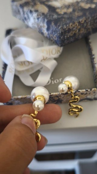 Pendientes Dior Serpiente Perla Dorados