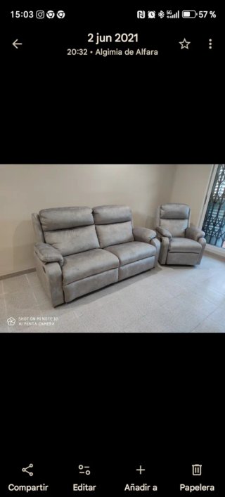 Sofá 3 plazas y sofá relax gris