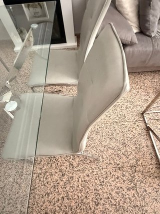 Mesa Comedor Cristal estructura metalica moderna