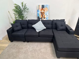 Divano Chaise Longue Reversibile Nero 245cm