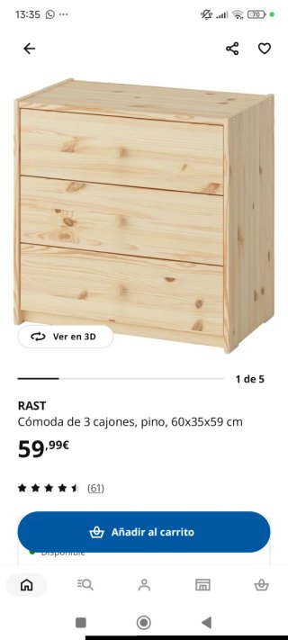 Cajonera de madera Ikea