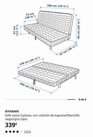 Sofá Cama Ikea 3 Plazas