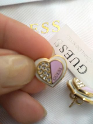 Pendientes Guess Corazón Oro Rosa y Blanco