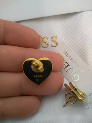 Pendientes Guess Corazón Oro Rosa y Blanco