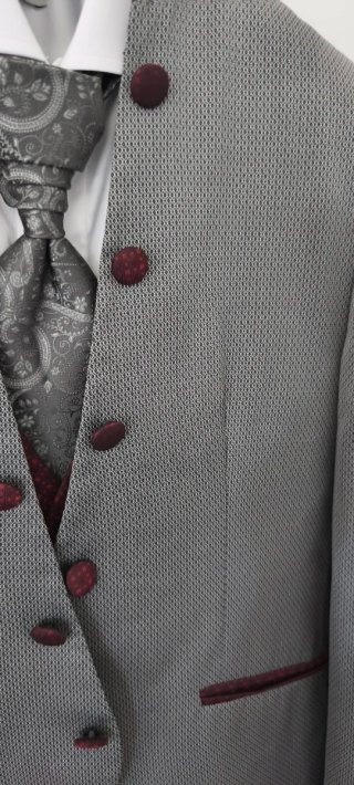 Traje Novio Thomas Pina Gris/Rojo Talla M