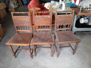 Juego de 3 Sillas de Madera Rústicas