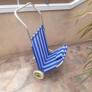 Cama Silla Playa Plegable Azul y Gris