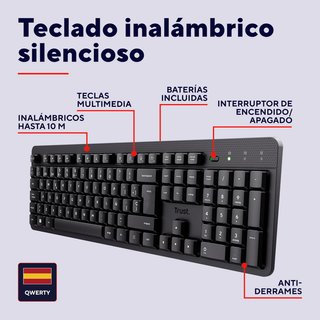 Trust teclado inalámbrico silencioso ergonómico
