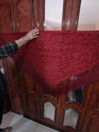 Mantón de Flamenca Manila Doble Rojo Grande