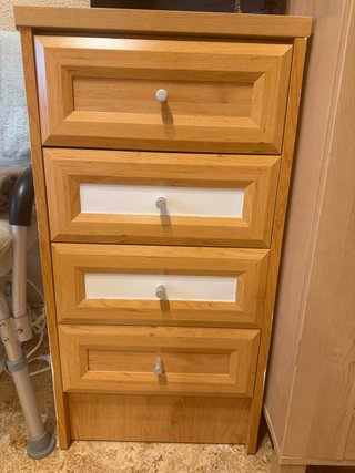 Cajonera madera y blanco 4 cajones
