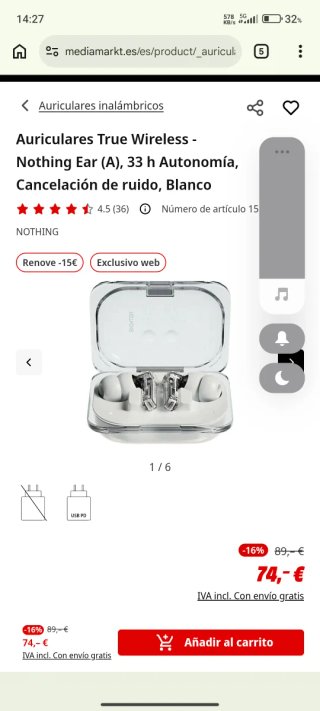 Auriculares Nothing Ear (A)