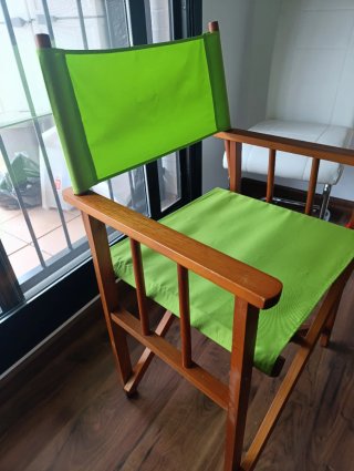 Sillón Plegable Madera y Tela Verde