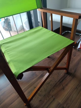 Sillón Plegable Madera y Tela Verde